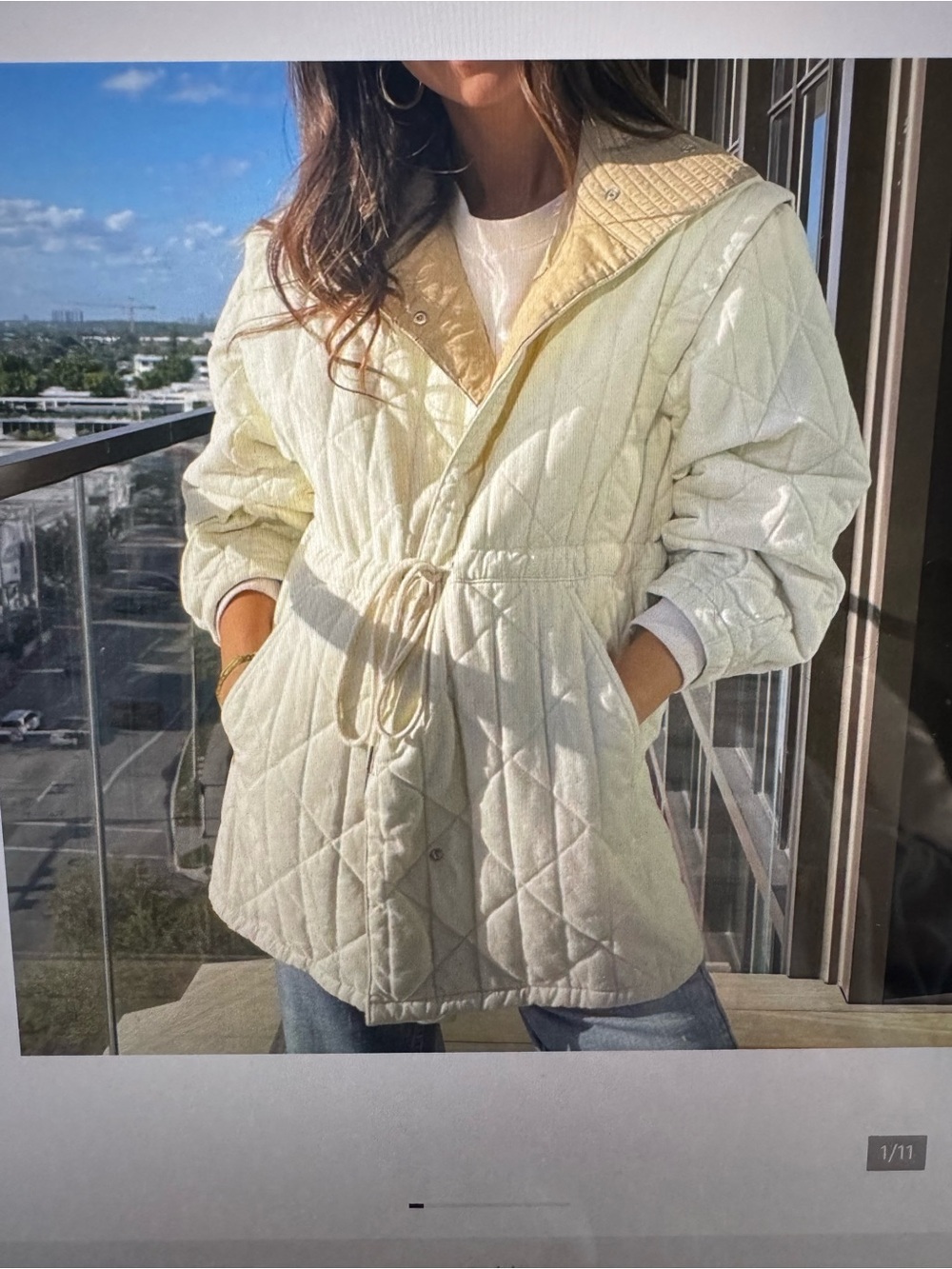 Something Navy Daphne Quilted Jacket in Ivory